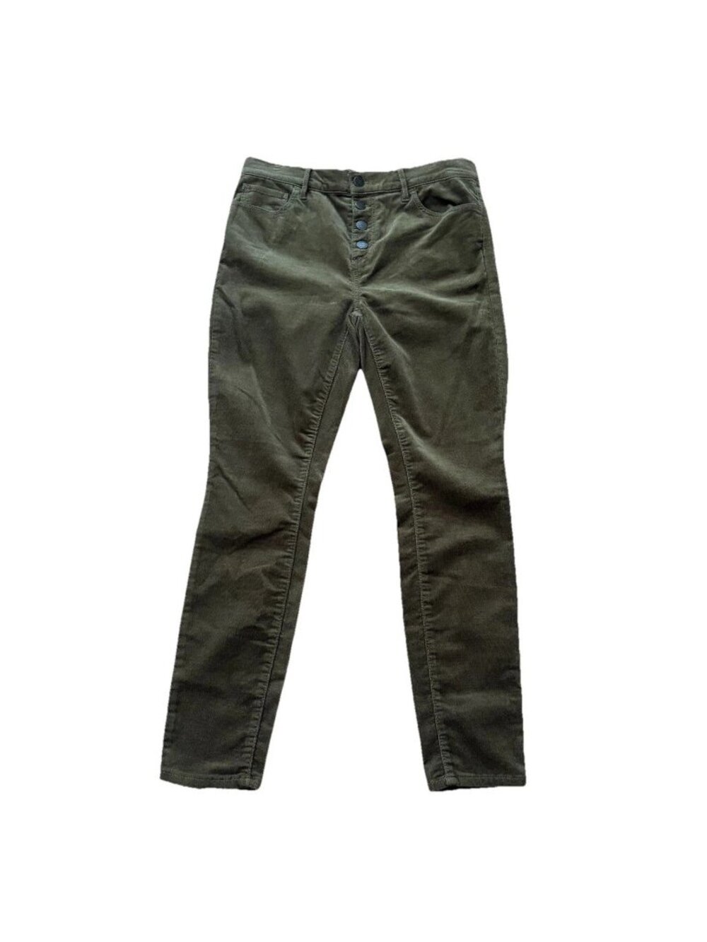 Loft New Women's Green Corduroy High Rise Skinny Pants Size 6 Petite Button Fly